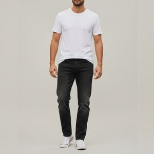 Brave Soul Wrigley Men's Jeans 32R Black Faded Acid Wash Straight Leg Denim